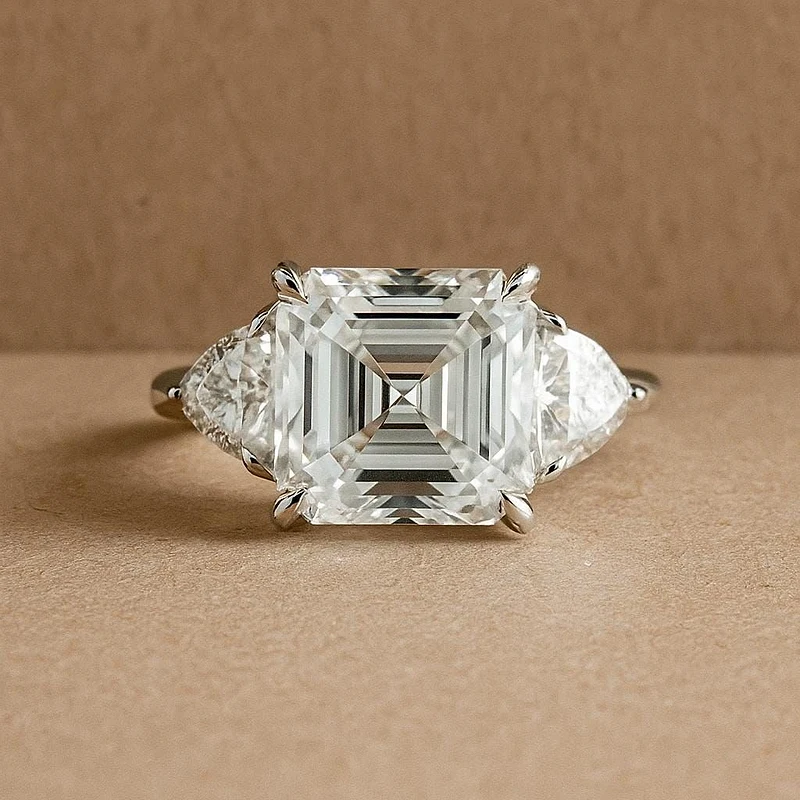 Asscher cut diamond ring
